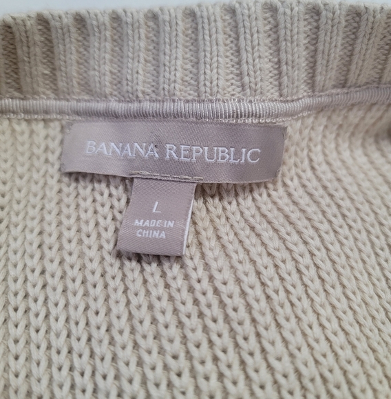 Banana Republic Snap Close Hidden Cream Cardigan 100% Cotton Womens L - Picture 4 of 5